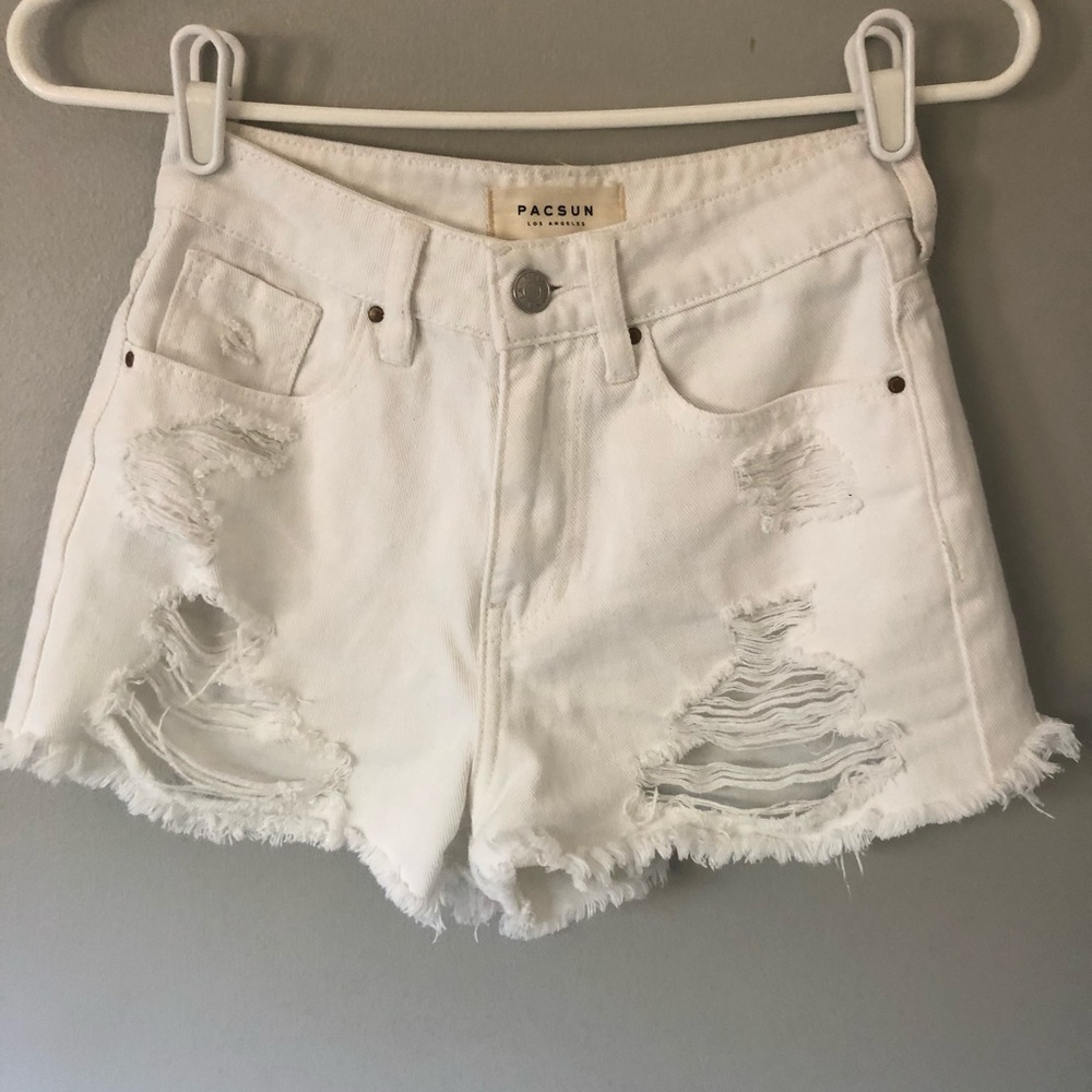 Pacsun white ripped jean mom shorts